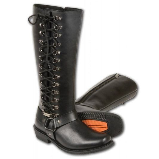 ZEPHUR Milwaukee Leather Tall Boots with Side Lacing